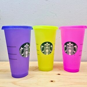 Starbucks Colorful Reusable Party Cups Set Of 3